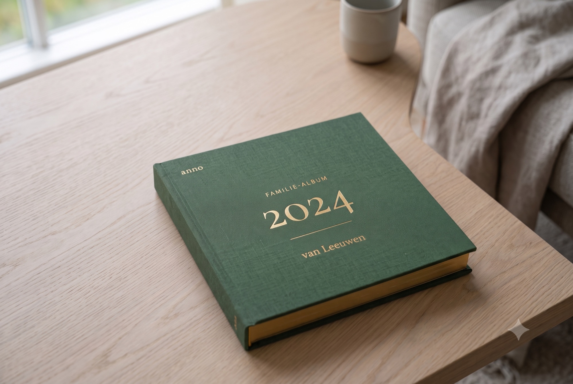 Anno familiealbum — pine linnen hardcover met goudfolie